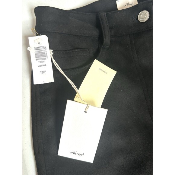 Wilfred Melina Pants Size 4 Black High Rise Slim Vegan Suede Aritzia NWT - Picture 6 of 10